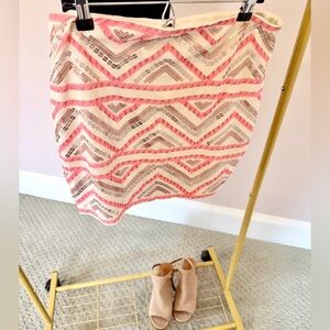 Express Pink Sequin Chevron Party Mini Skirt Small